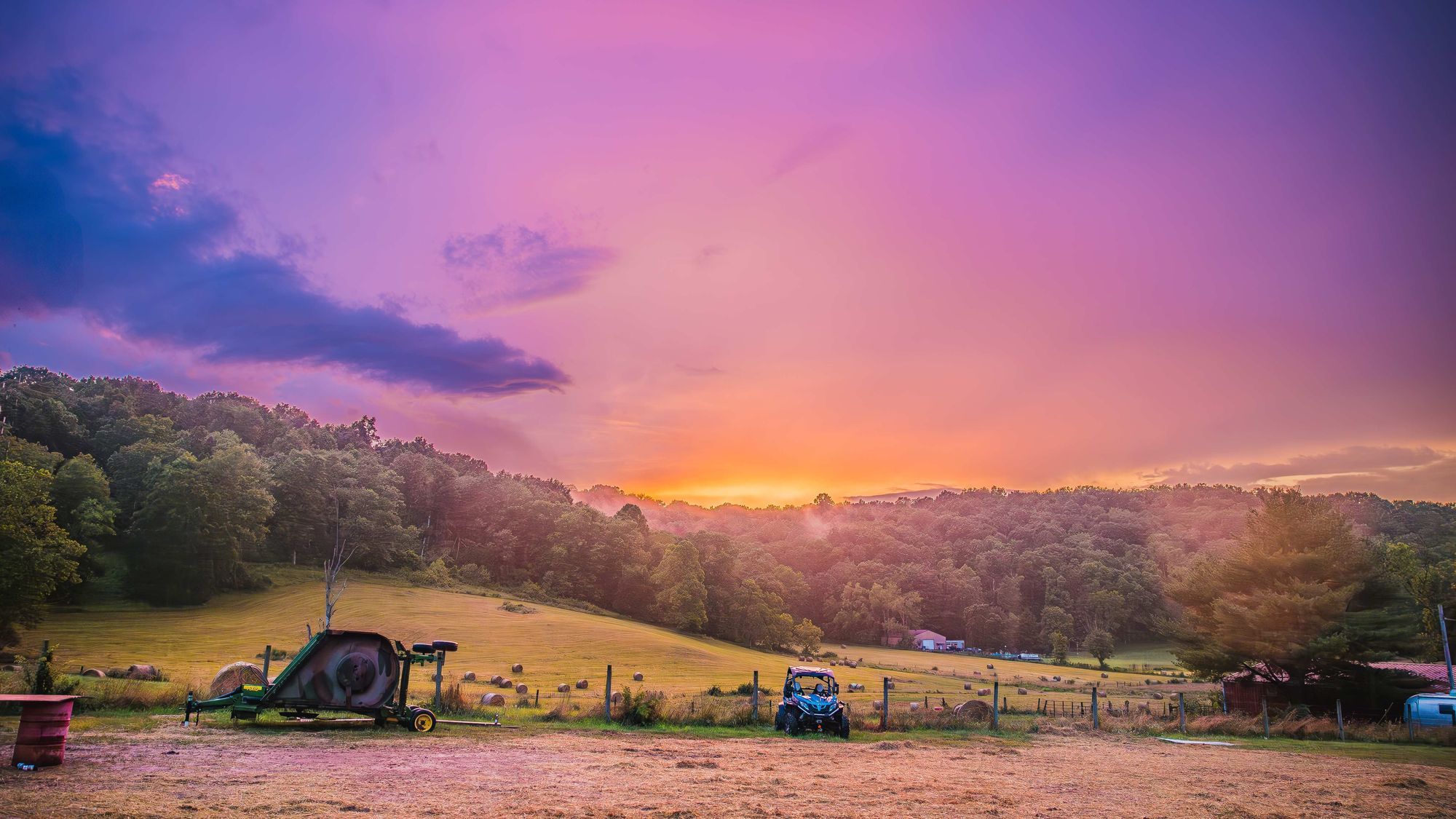 Sunset over the Red Brick Ranch hills, Hocking Hills Ohio